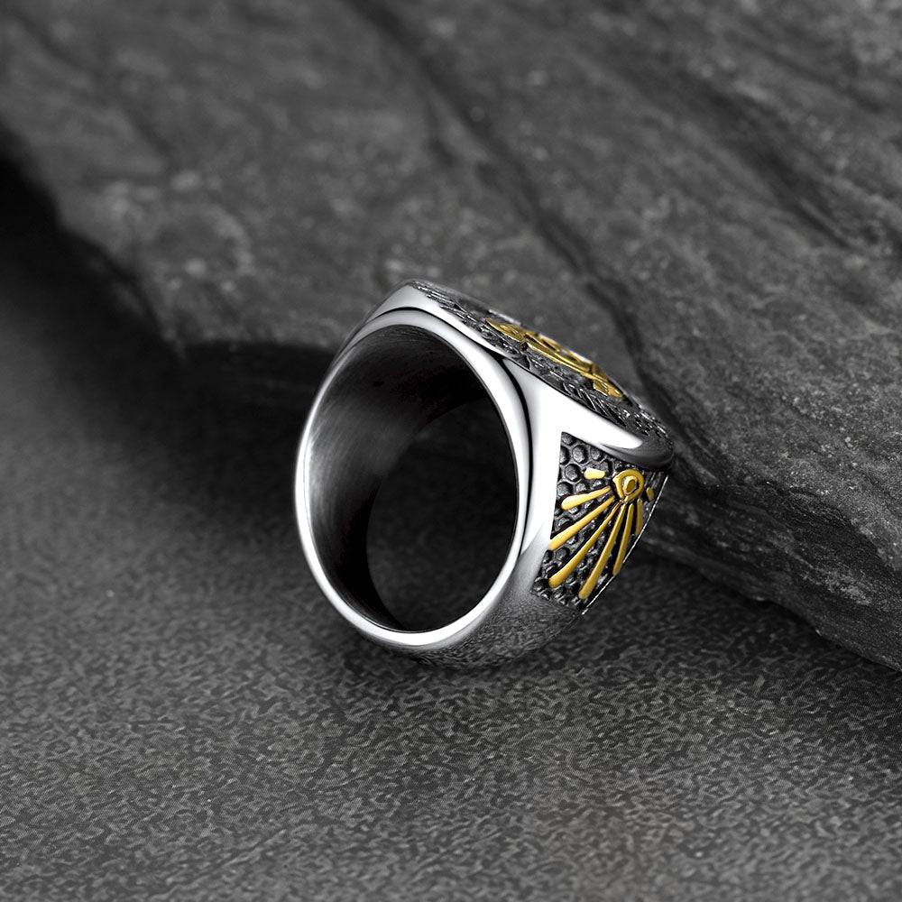 Stainless Steel Masonic Signet Ring for Freemasonry