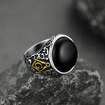 Masonic Black Onyx Ring for Father