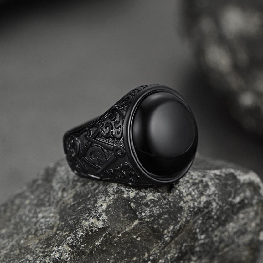 Masonic Black Onyx Ring for Father