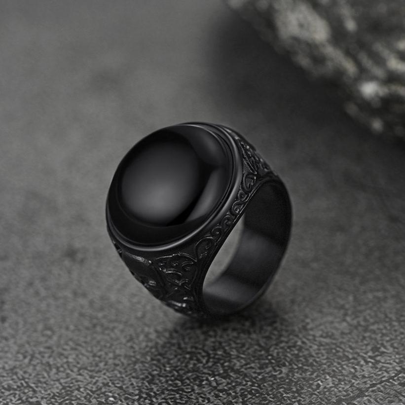 Gothic Black Onyx Signet Ring With Skull for