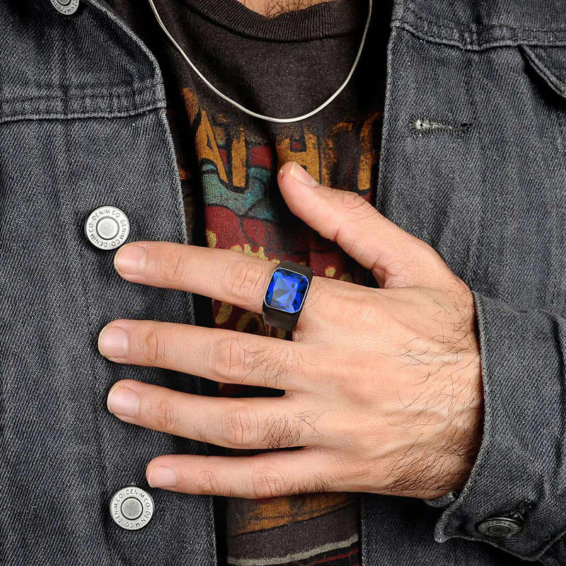 Engraved Cz Gemstone Band Ring for
