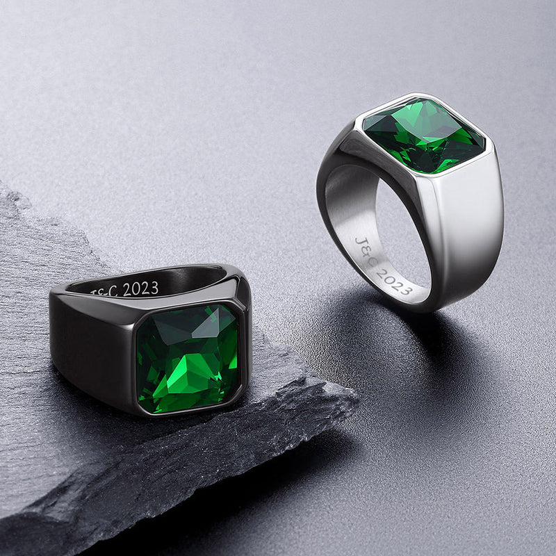 Engraved Cz Gemstone Band Ring for