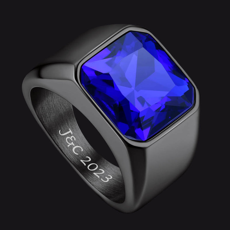 Engraved Cz Gemstone Band Ring for