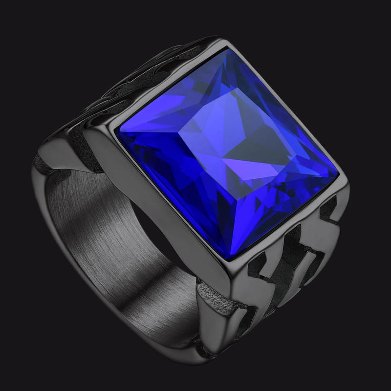 Celtic Black Onyx Signet Ring in Stainless Steel for