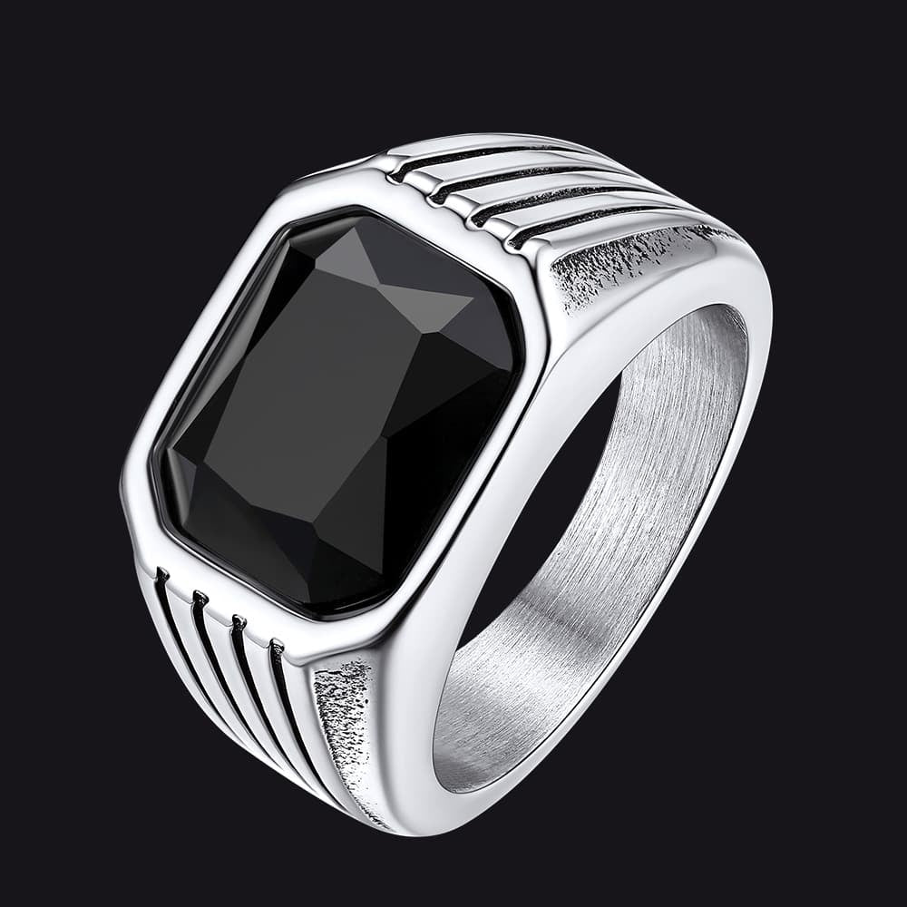 Black Onyx Stone Ring Signet Ring for Size 07-12
