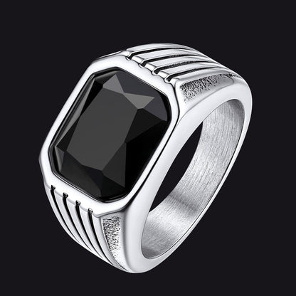Black Onyx Stone Ring Signet Ring for Size 07-12