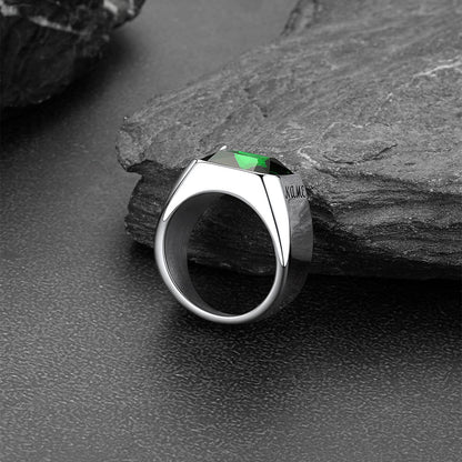 Modern Cz Gemstone Engraved Name Band Ring for Father