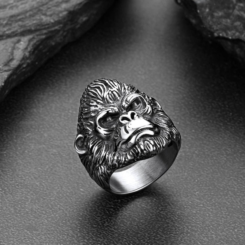 Biker Gorilla King Stainless Steel Ring for