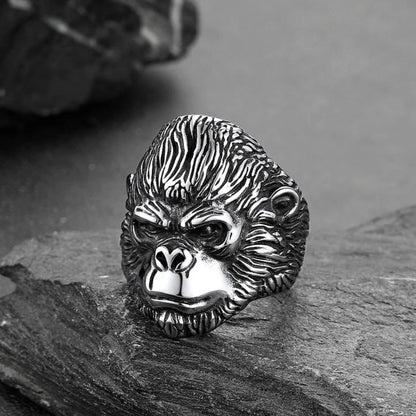 Biker Gorilla King Stainless Steel Ring for