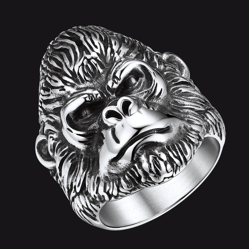 Biker Gorilla King Stainless Steel Ring for