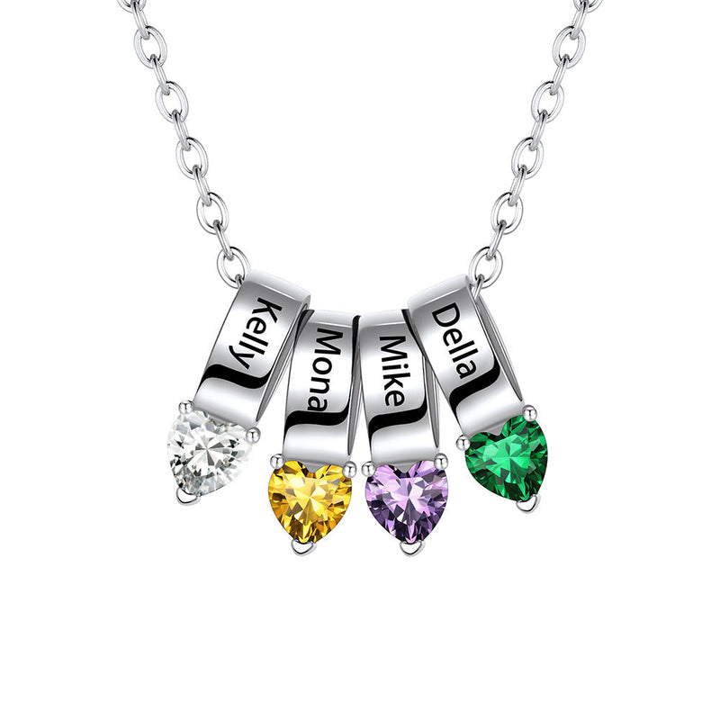 Customized Names Heart Birthstone Necklace for Mother
