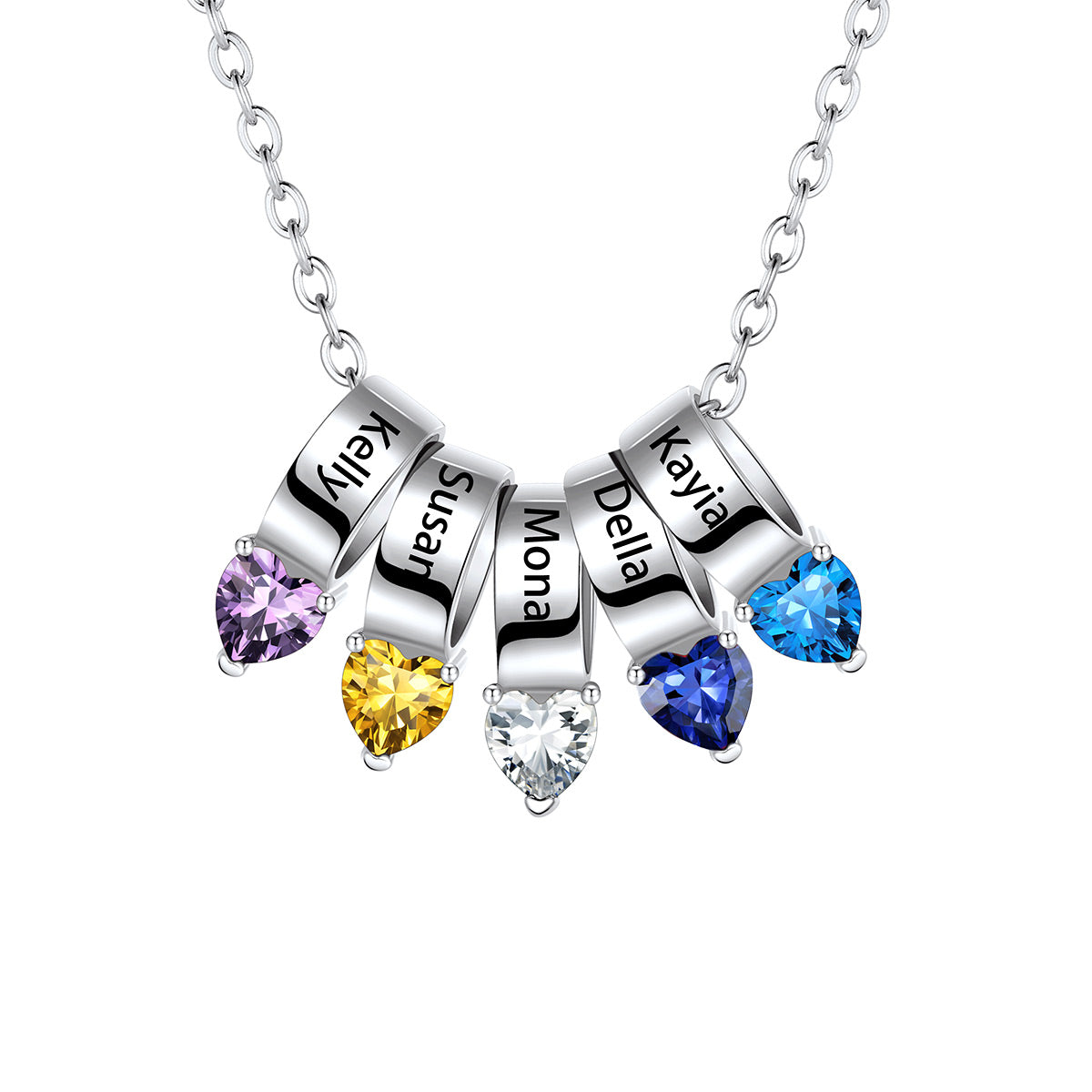 Customized Names Heart Birthstone Necklace for Mother