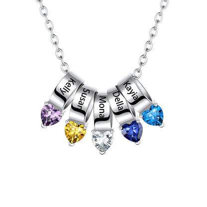 Customized Names Heart Birthstone Necklace for Mother