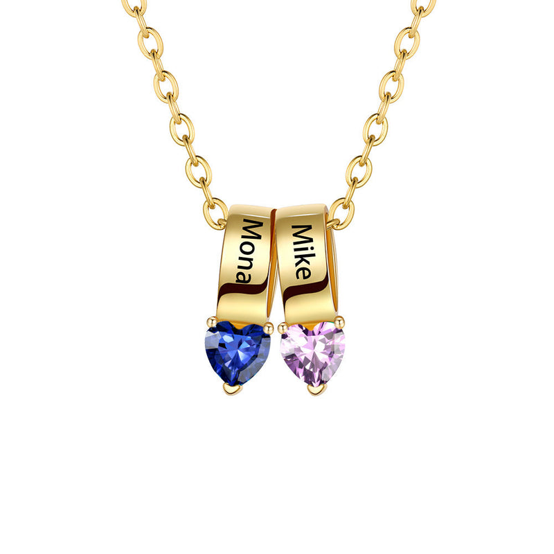 Customized Names Heart Birthstone Necklace for Mother