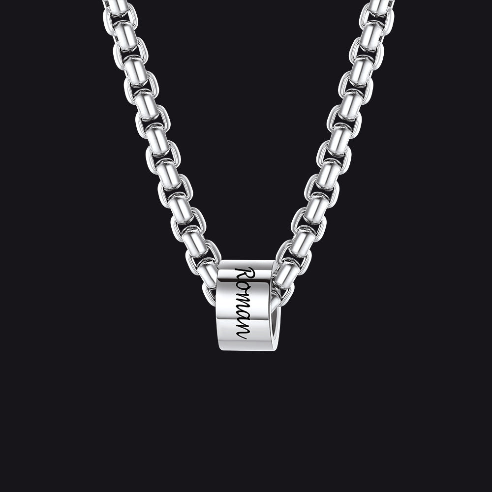 Customized Engraved Name Beads Chain Necklace for