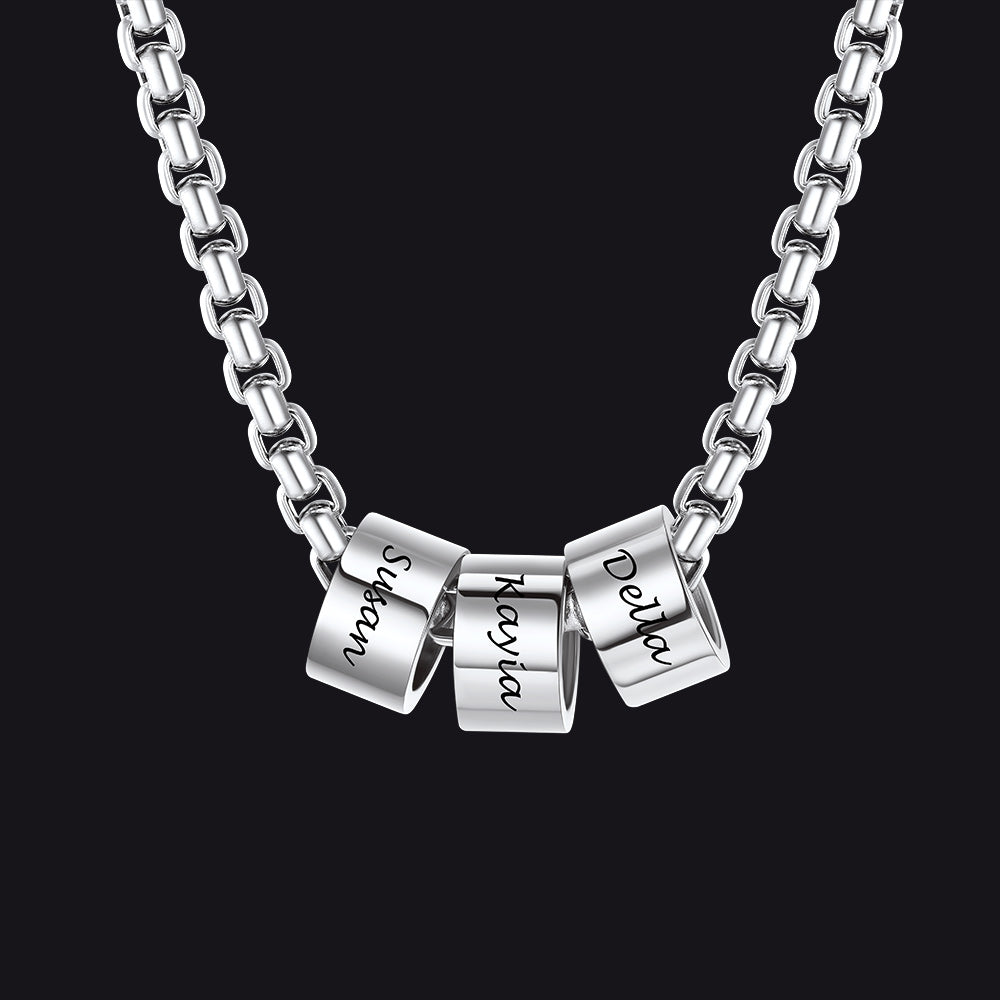 Customized Engraved Name Beads Chain Necklace for