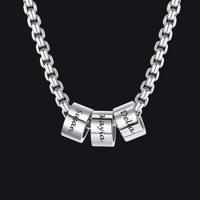 Customized Engraved Name Beads Chain Necklace for