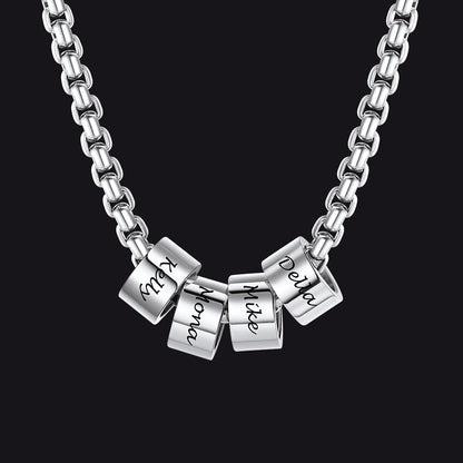 Customized Engraved Name Beads Chain Necklace for
