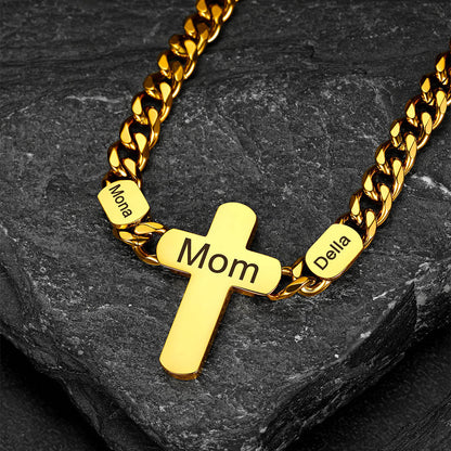 Customized Name Cuban Chain Cross Necklace for 7mm