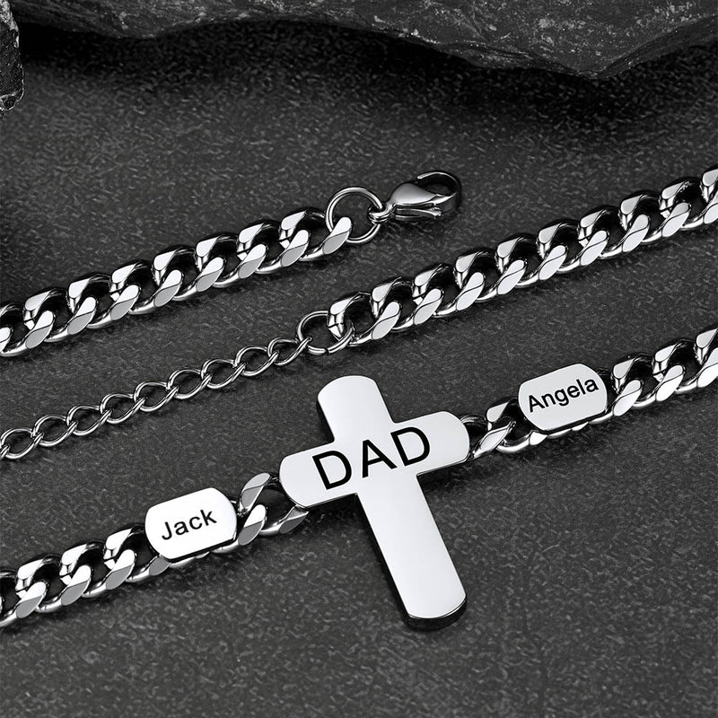Customized Name Cuban Chain Cross Necklace for 7mm