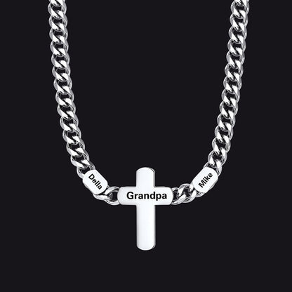 Customized Name Cuban Chain Cross Necklace for 7mm