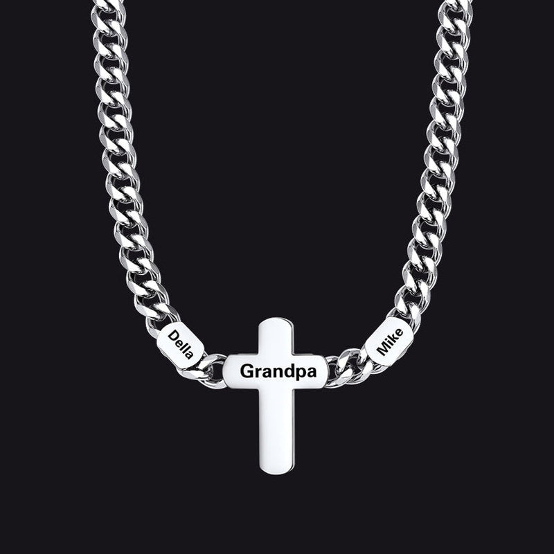 Customized Name Cuban Chain Cross Necklace for 7mm