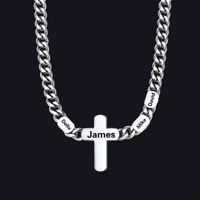Customized Name Cuban Chain Cross Necklace for 7mm