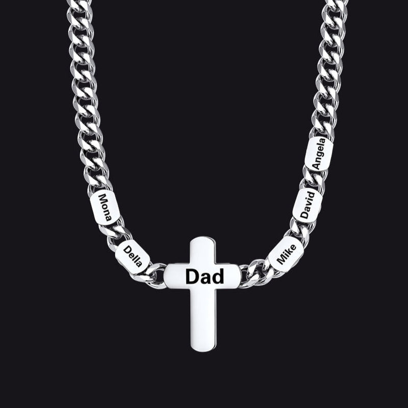 Customized Name Cuban Chain Cross Necklace for 7mm