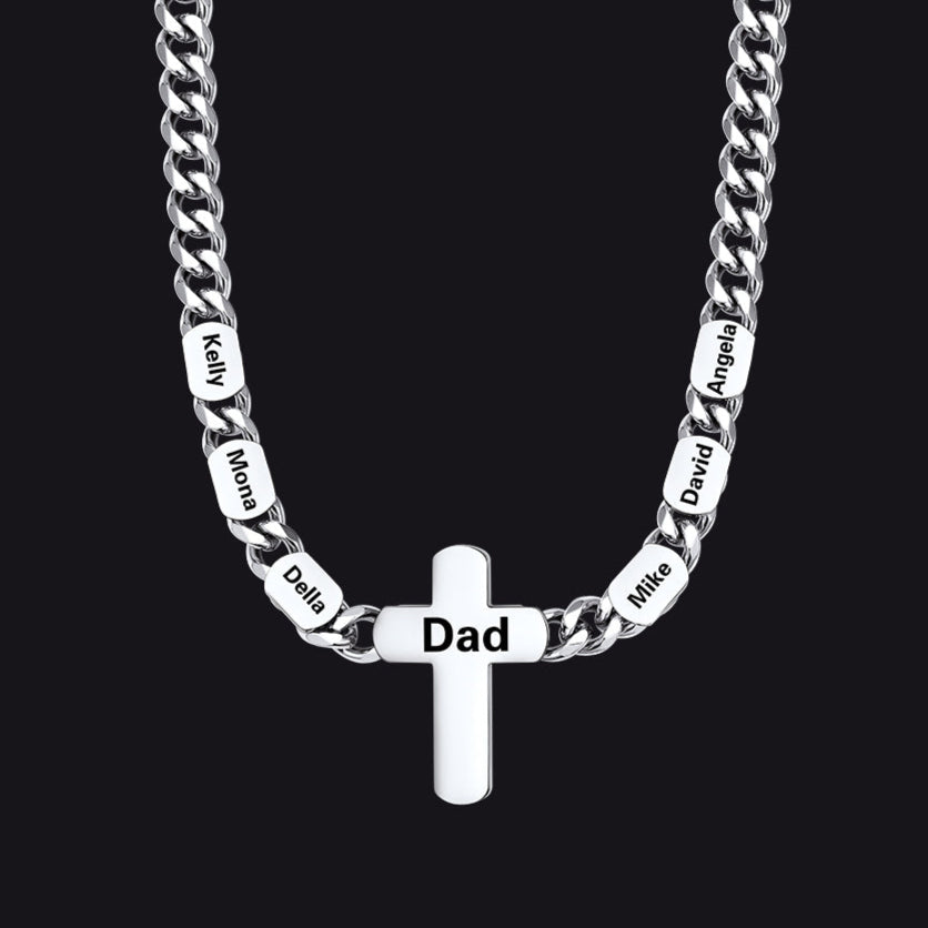 Customized Name Cuban Chain Cross Necklace for 7mm