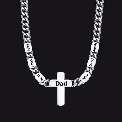 Customized Name Cuban Chain Cross Necklace for 7mm