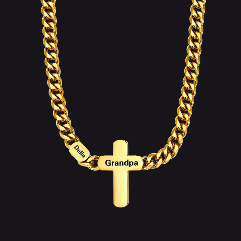 Customized Name Cuban Chain Cross Necklace for 7mm