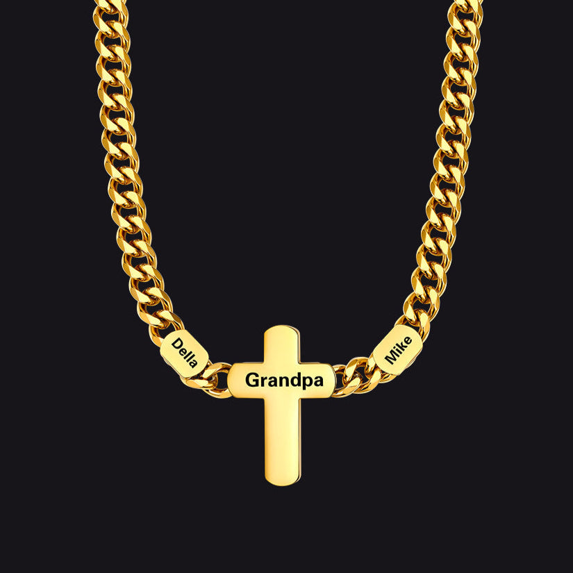 Customized Name Cuban Chain Cross Necklace for 7mm