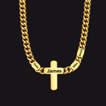 Customized Name Cuban Chain Cross Necklace for 7mm