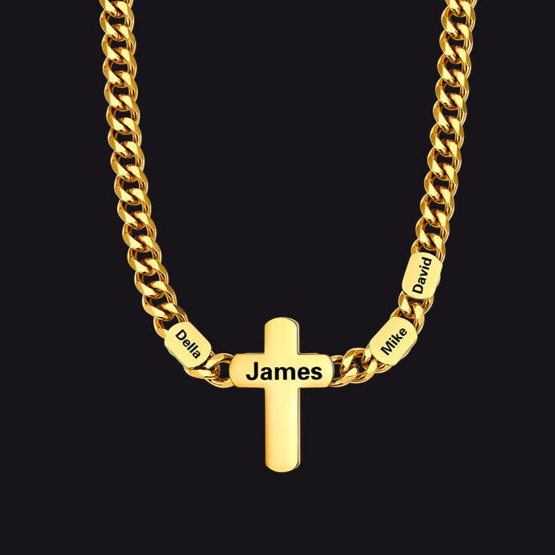 Customized Name Cuban Chain Cross Necklace for 7mm