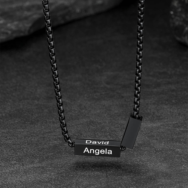 Custom Engraved Names Bar Chain Necklace for
