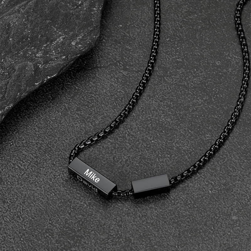 Custom Engraved Names Bar Chain Necklace for