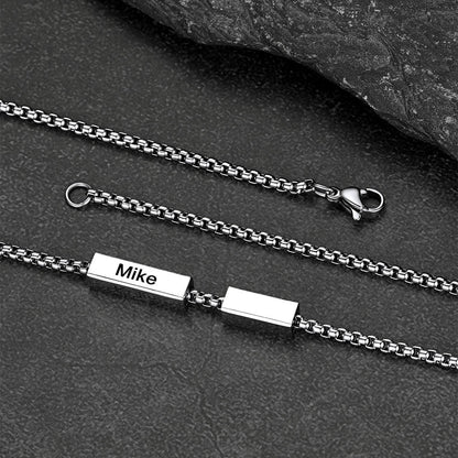 Custom Engraved Names Bar Chain Necklace for