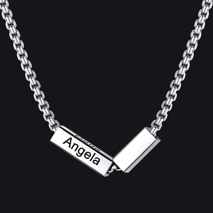 Custom Engraved Names Bar Chain Necklace for