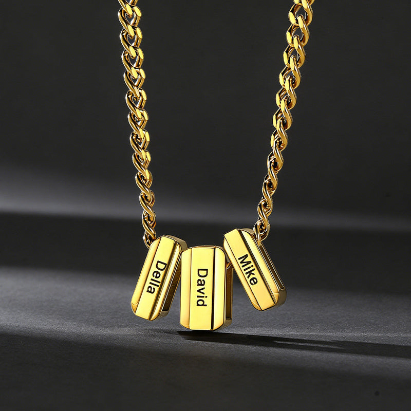 Personalized Engraved Name Chain Charm Necklace for