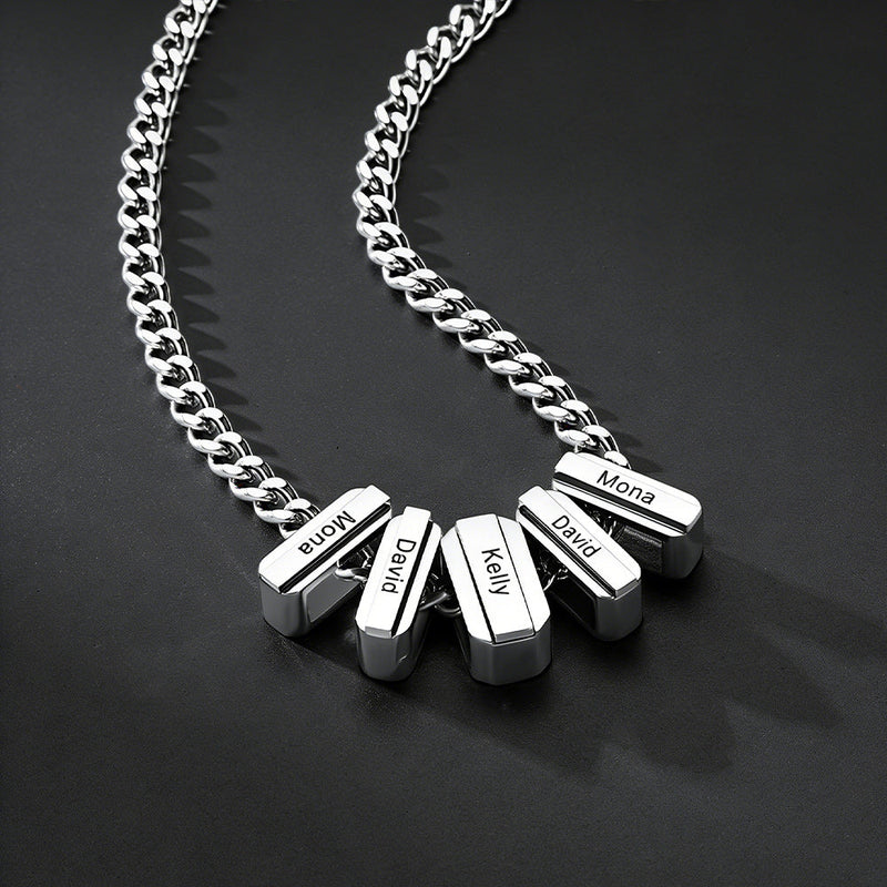 Personalized Engraved Name Chain Charm Necklace for