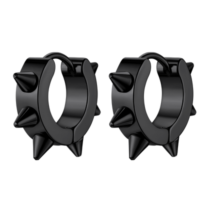 Punk Spike Rivet Huggie Hoop Earrings for