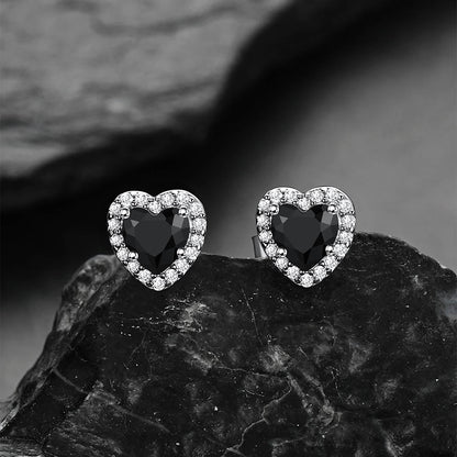 Sterling Silver Birthstone Heart Halo Stud Earrings for