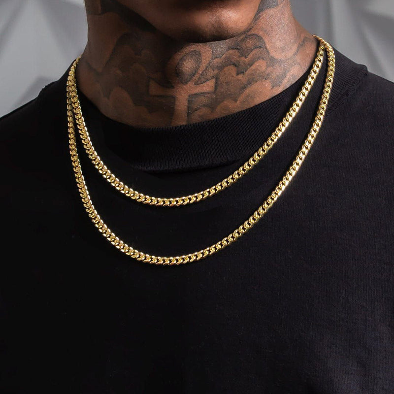 5mm Width Miami Cuban Link Chain Necklace Set for