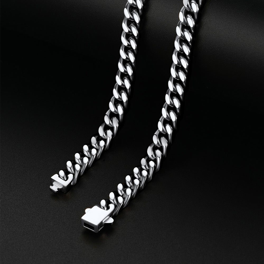 Miami Cuban Chain & Celtic Knot Cross Necklace Set for