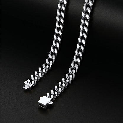 Miami Cuban Chain & Cornicello Italian Horn Pendant Set for