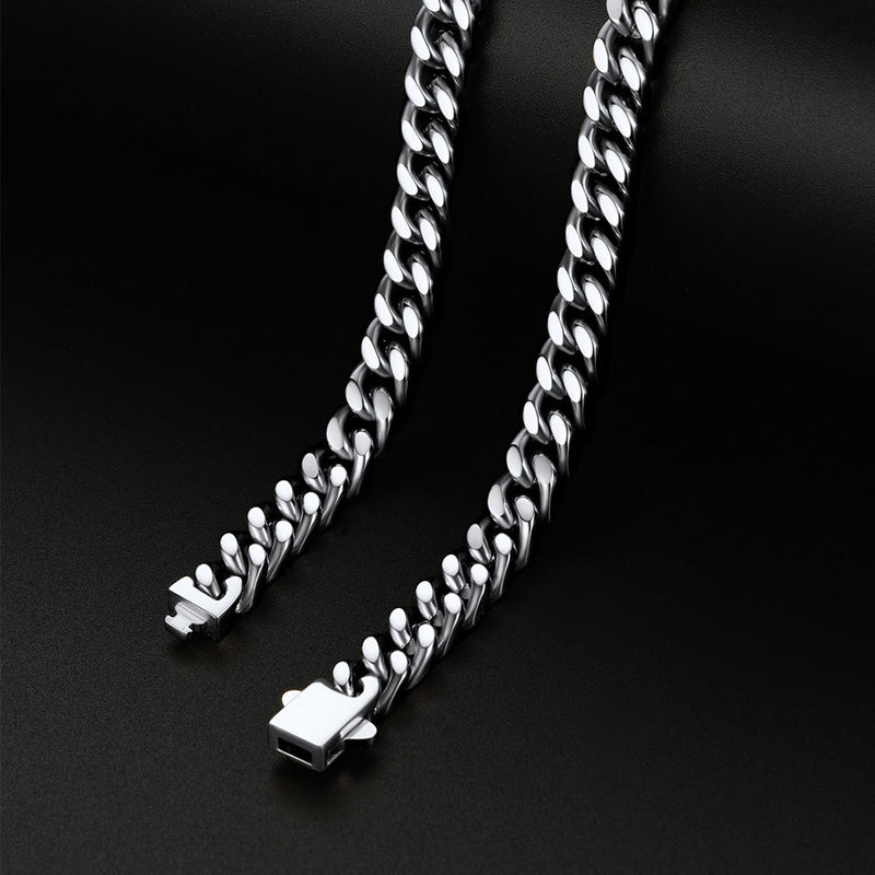 Miami Cuban Chain & Cornicello Italian Horn Pendant Set for