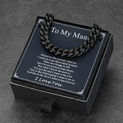 To My Man Miami Cuban Link Chain Necklace, Birthday or Anniversary Gift for Him