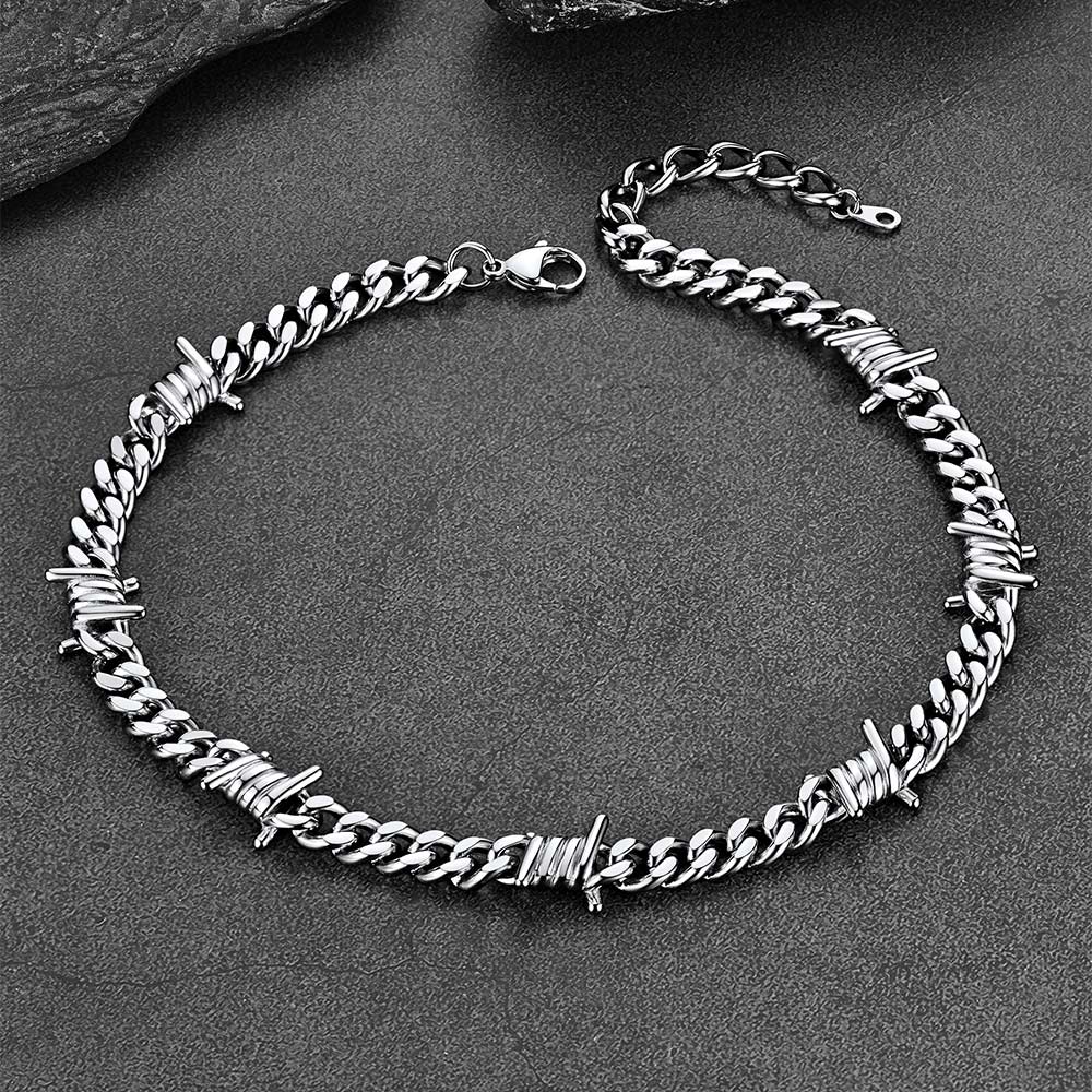 To My Barbed Wire Cuban Chain Choker Necklace Gift for Him