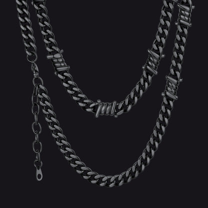 Barbed Wire Cuban Link Chain Choker Necklace for