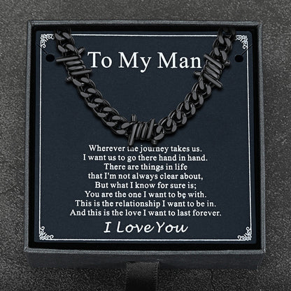 To My Barbed Wire Cuban Chain Choker Necklace Gift for Him